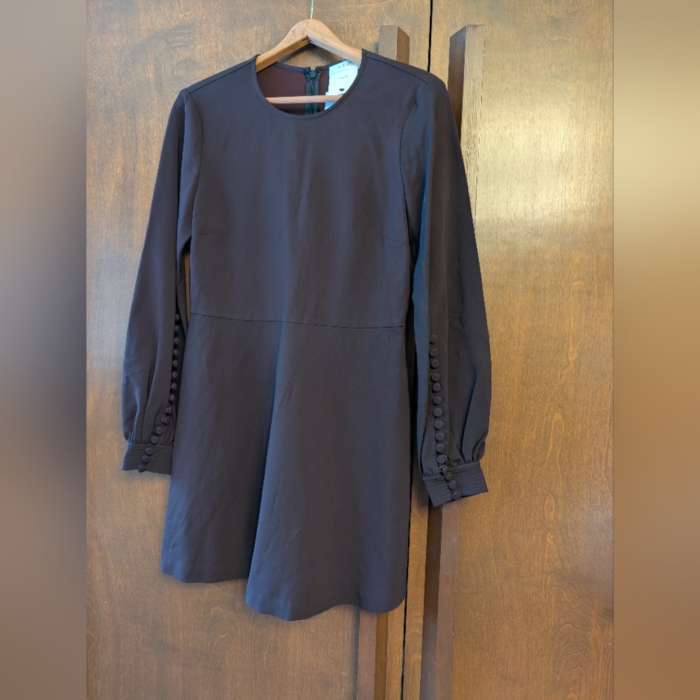 A.L.C. Dark Mini Dress with Sleeve Buttons